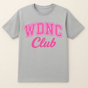 WDNC Club T-Shirt Gray Pink Graphic Tee Women Trendy CasualComfort Colors